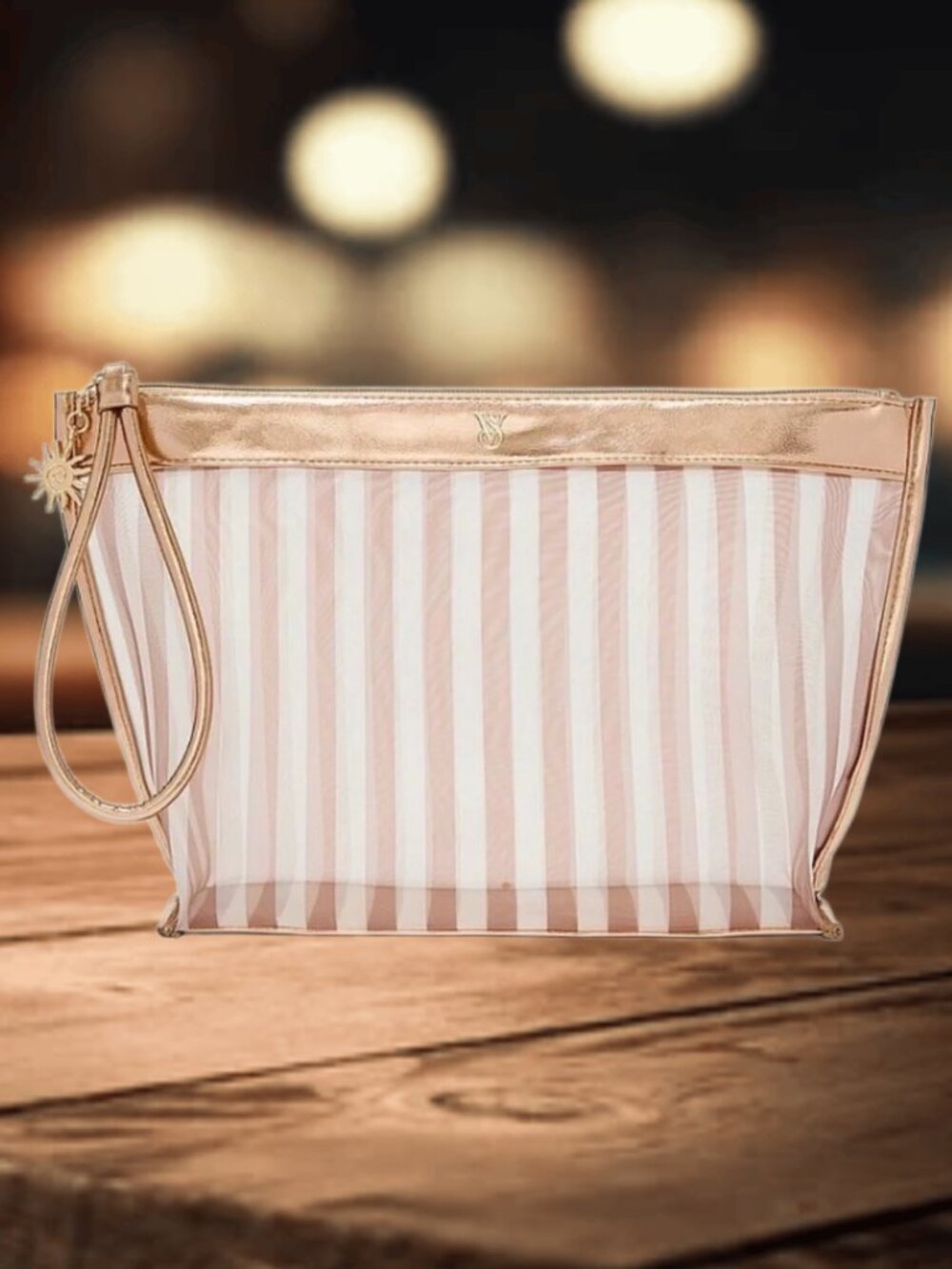 Victoria’s Secret Large  Bronze Wristlet Beauty Pouch - NWT